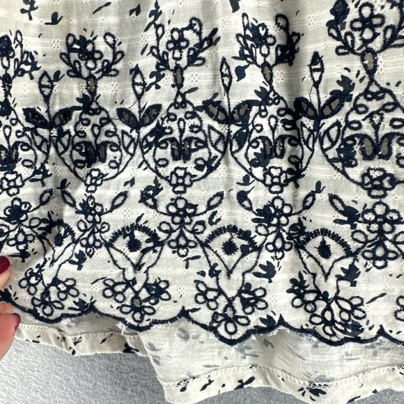 Lucky Brand Womens Peasant Tops S Cream Boho Flutter Sleeve Crochet Lace Boho - Picture 7 of 16